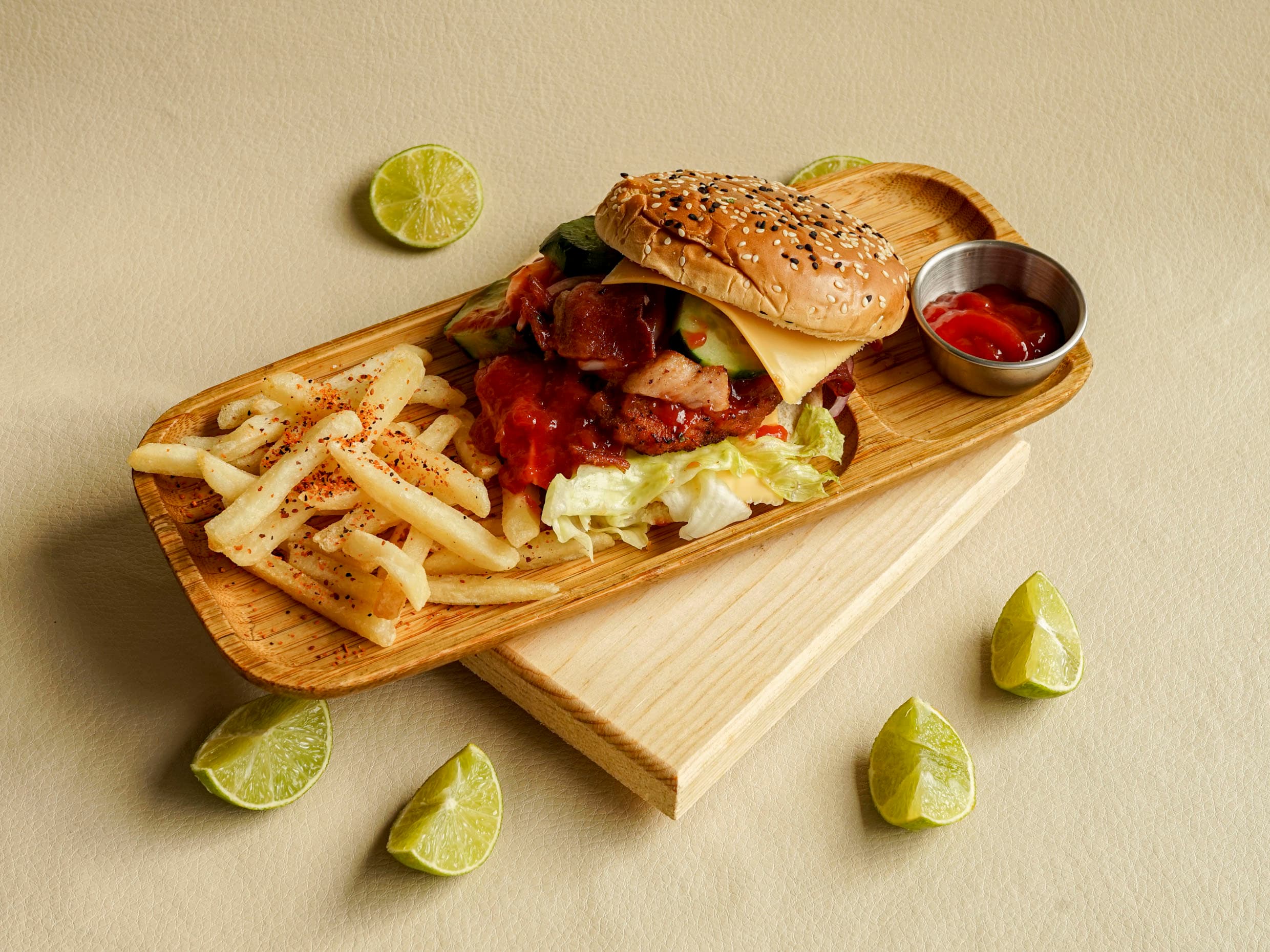 Combo Hamburguesa de Camarón con Papas