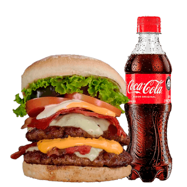 Hamburguesa Doble y Gaseosa Personal 400 ml