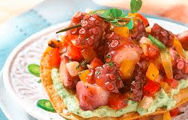 Tostada de Camarón y Pulpo