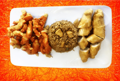 Pollo Enrollado más Pollo Tipakay y Chaufa