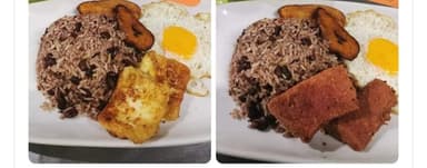 Gallo Pinto con Café y Maduro más Pan.