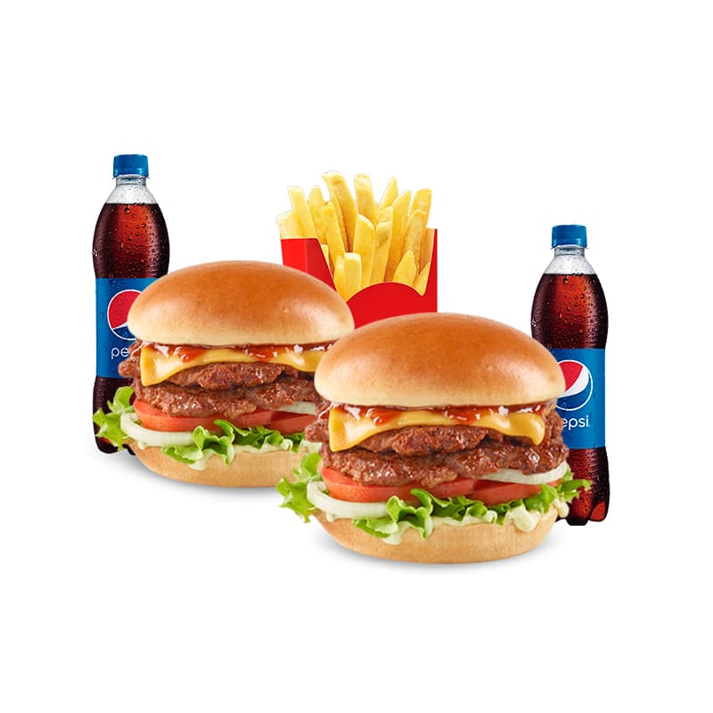 Promo 2 Hamburguesas BBQ + Papas grandes + Bebidas
