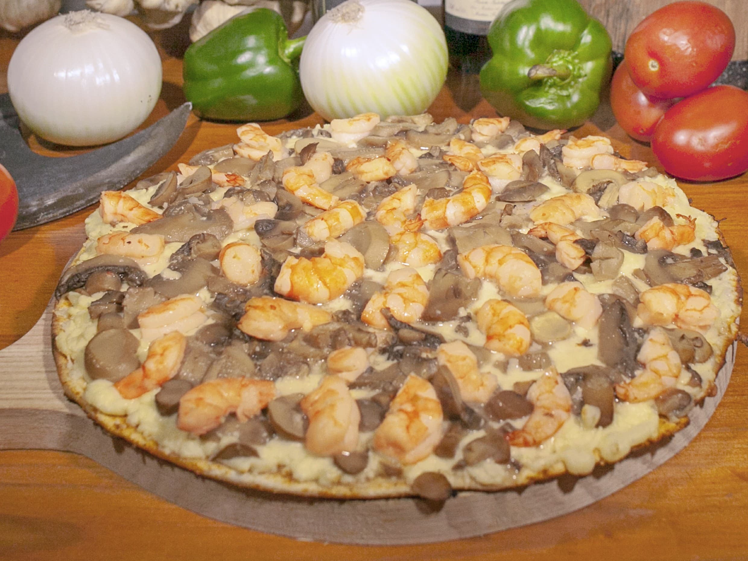 Pizza Camarón con Champiñón Chica
