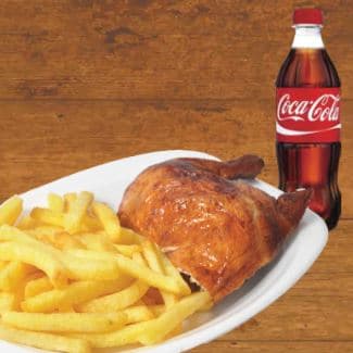 Cuarto de Pollo con Papas y Gaseosa 400ml