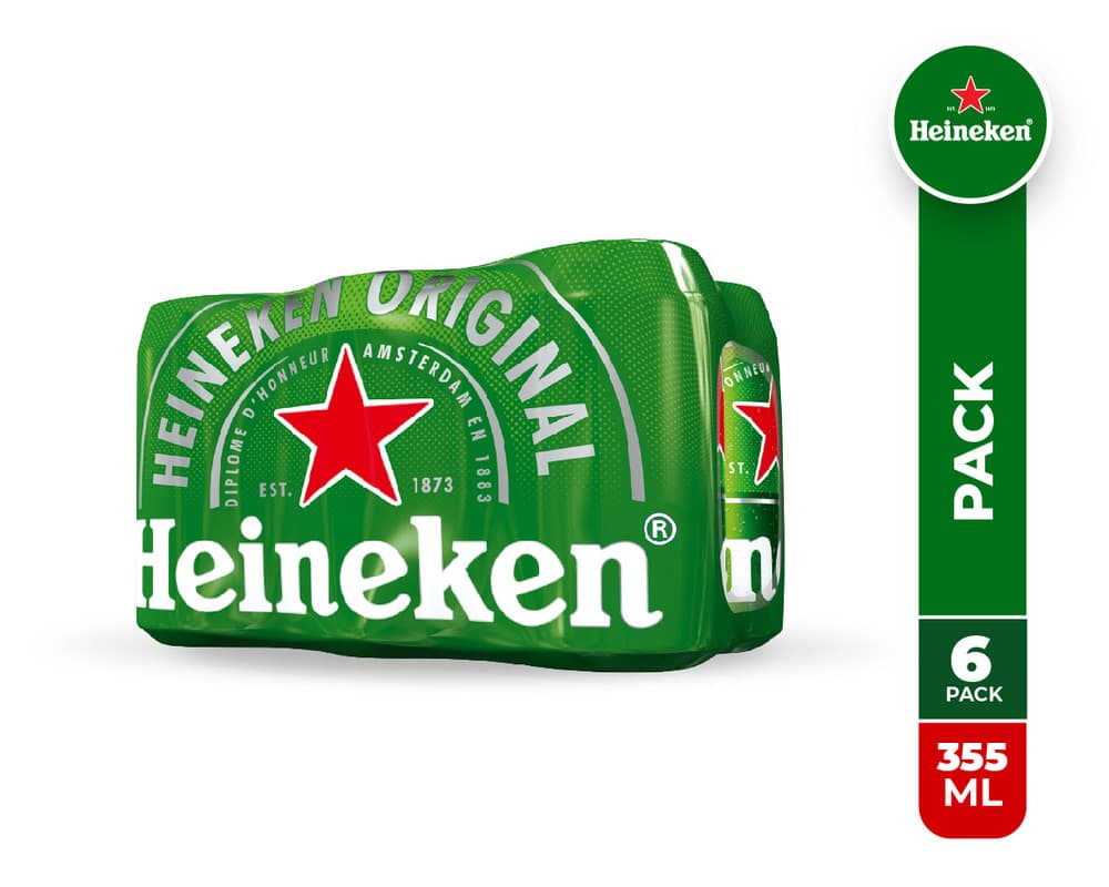 6 Pack Cerveza Heineken Lata 350 ml