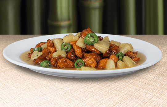 Pollo con Piña, sin Verduras, con Chile Serrano