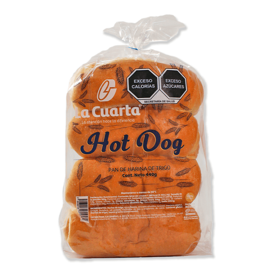 PAN P/HOTDOG EN BOLSA LA CUARTA 440g