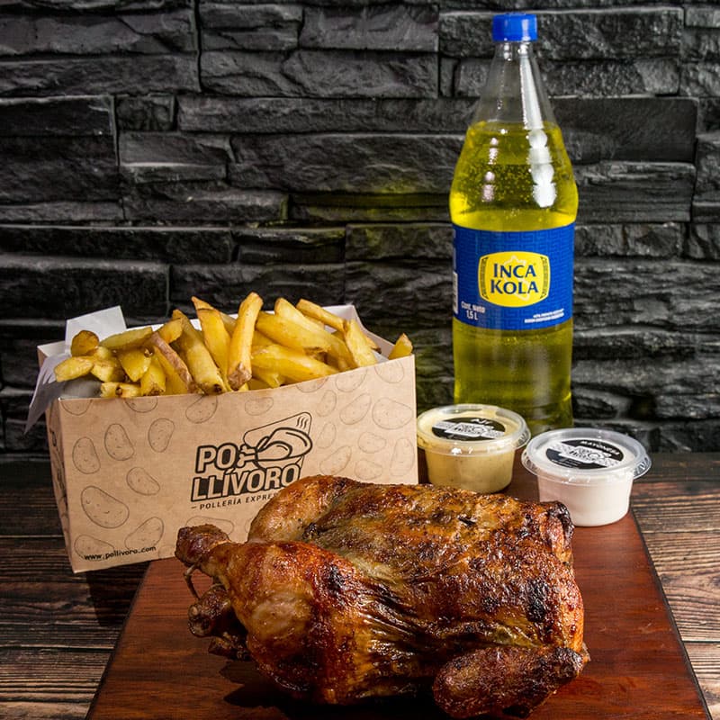 1 Pollo a la Brasa con Papas Fritas y Gaseosa