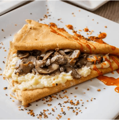 Crepa Salada de Mezcla de quesos con Champiñones