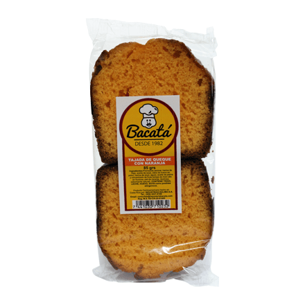 BACATA TAJADA DE QUEQUE CON NARANJA PAQ 85 GR