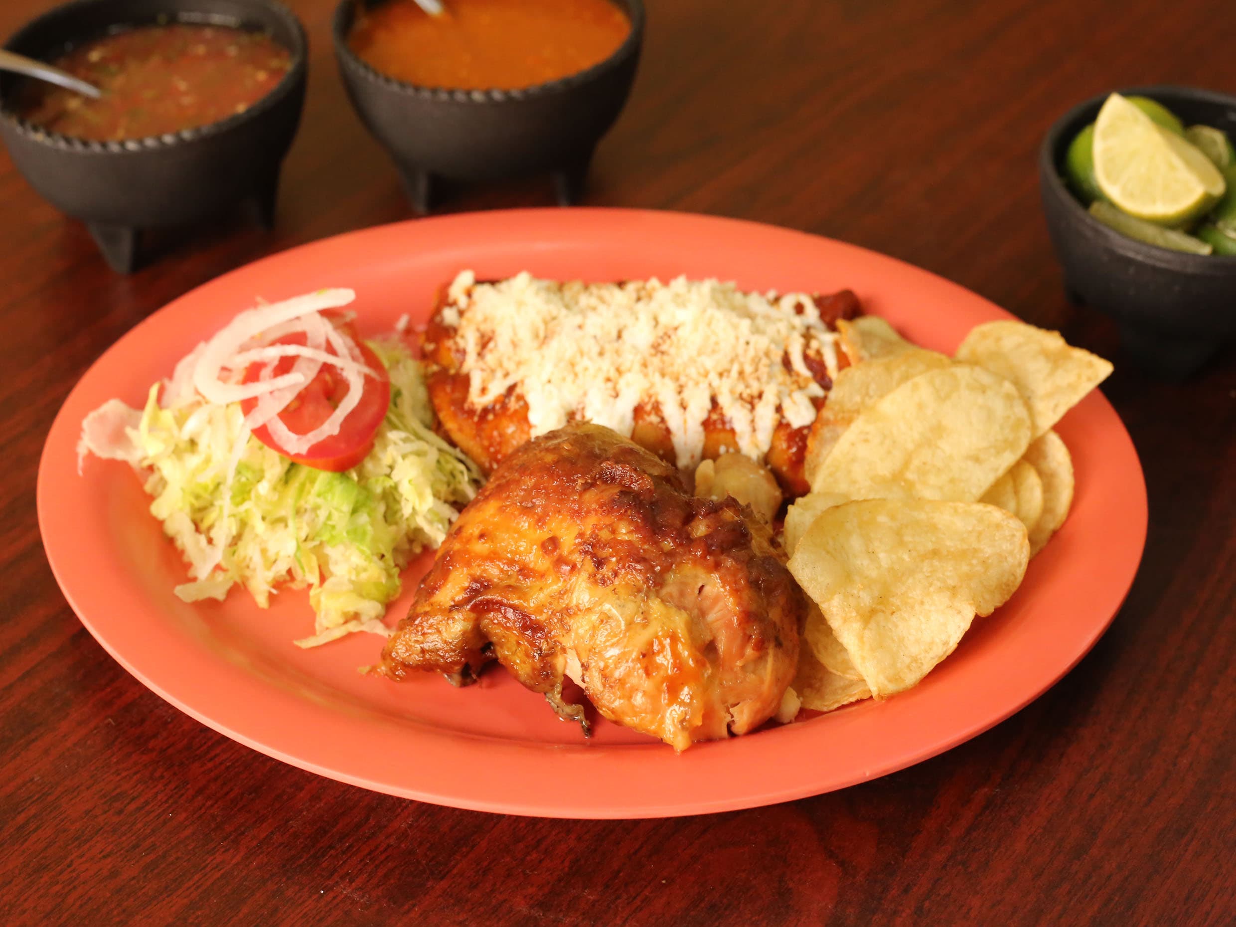 Enchiladas con 1/4 de Pollo
