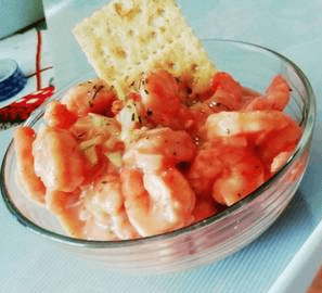 Ceviche de camarones.