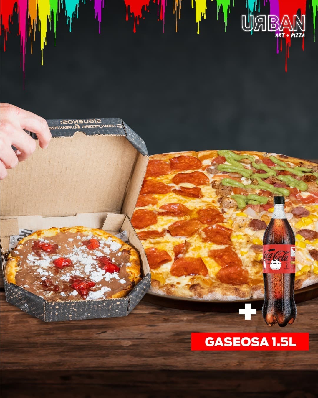 Combo Pizza Grande + Dolce Pizza + Coca Cola 1,5Lt