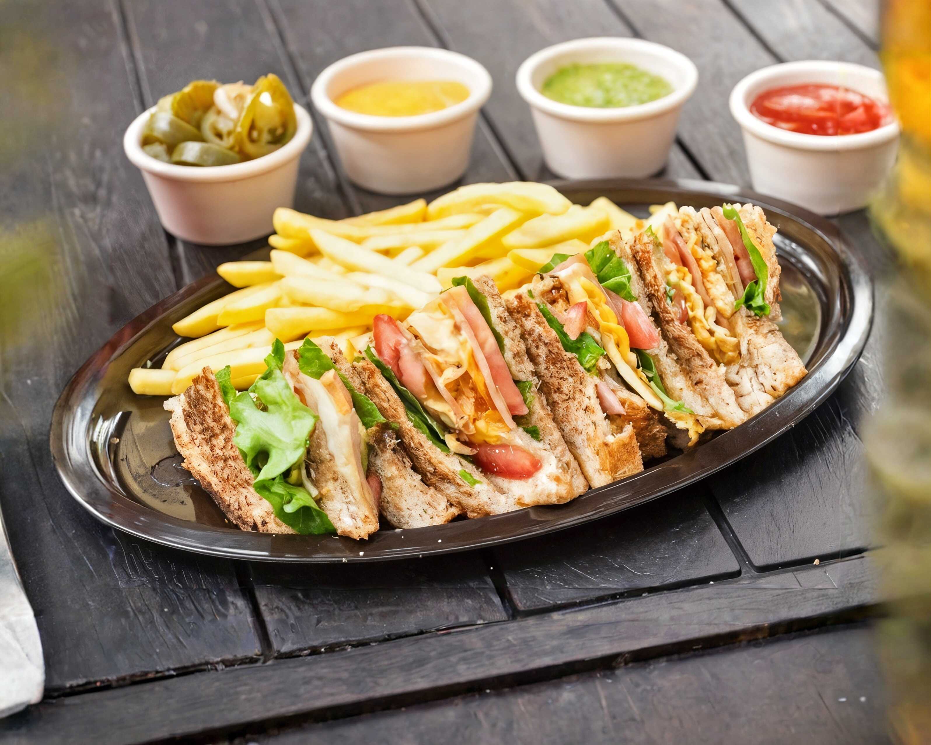 Club Sandwich con Papas + Refresco