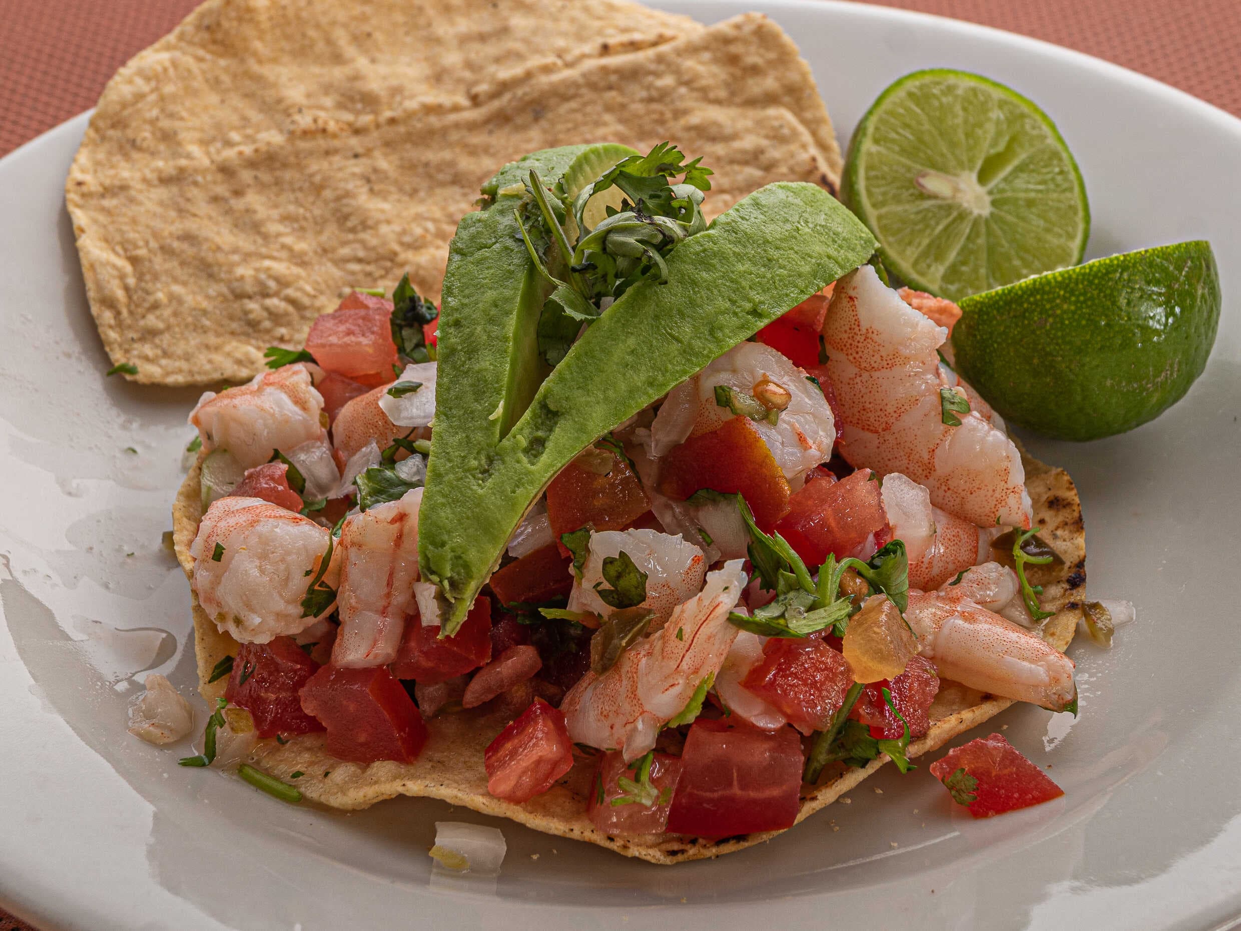Tostada de Ceviche de Camarón