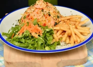 Camarón con Arroz , mas Cantidad de Camarón