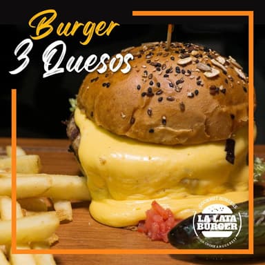 Hamburguesa 3 Quesos + Papas