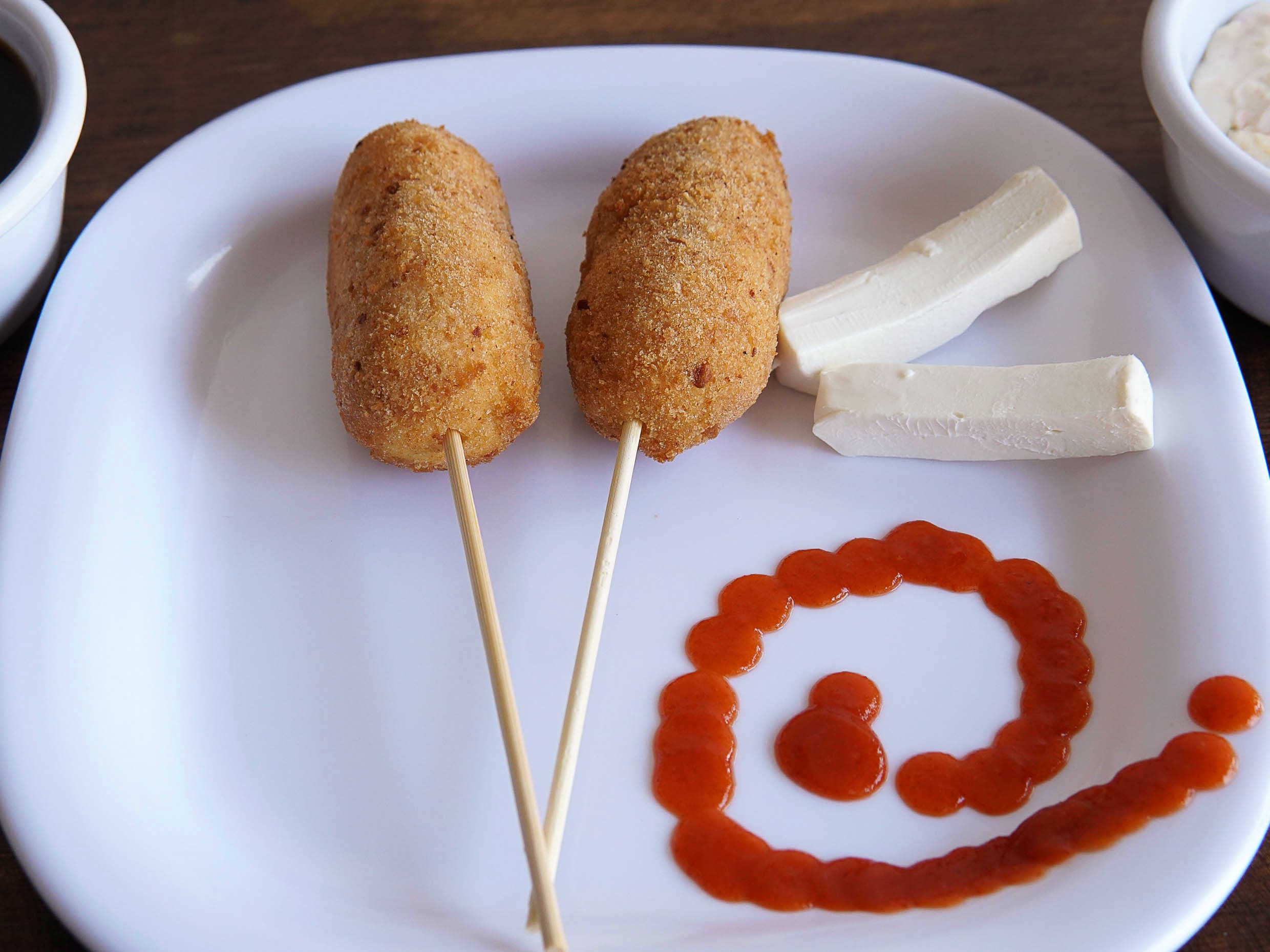 Kushiages de Plátano con Queso Philadelphia