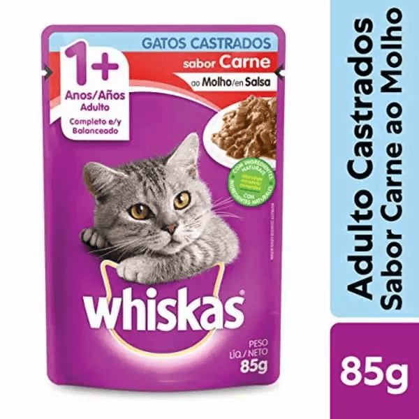 Whiskas Pouch Adult Castrados Carne 85 grs
