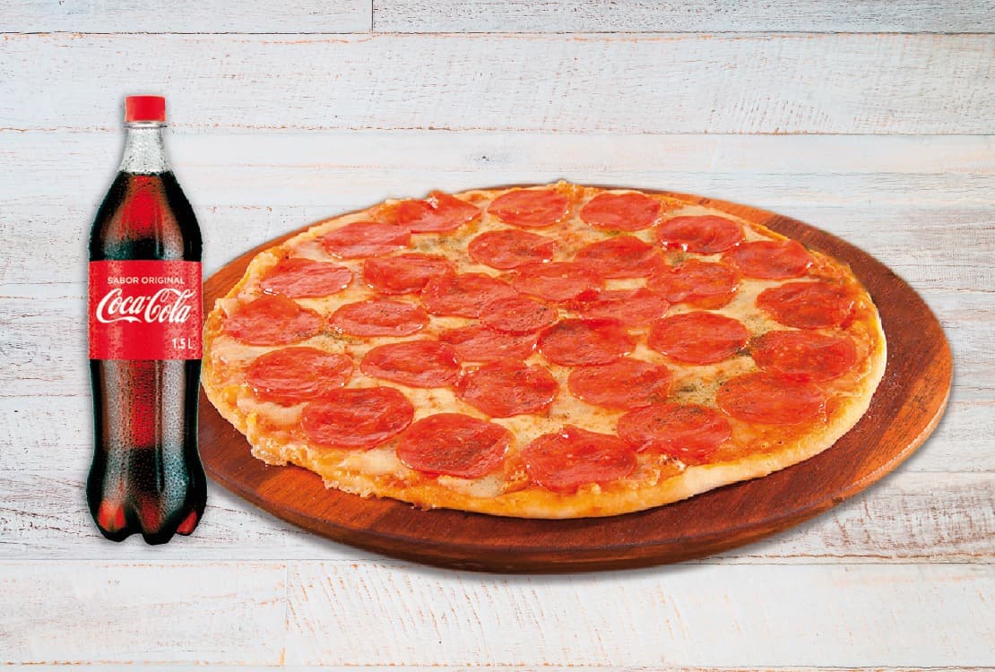Pizza Extra Grande + Gaseosa + Postres