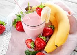 Malteada de fresa con banana