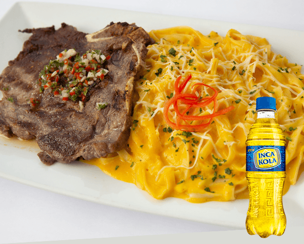 Combo Fetuccini Huancaína con Churrasco + Bebida