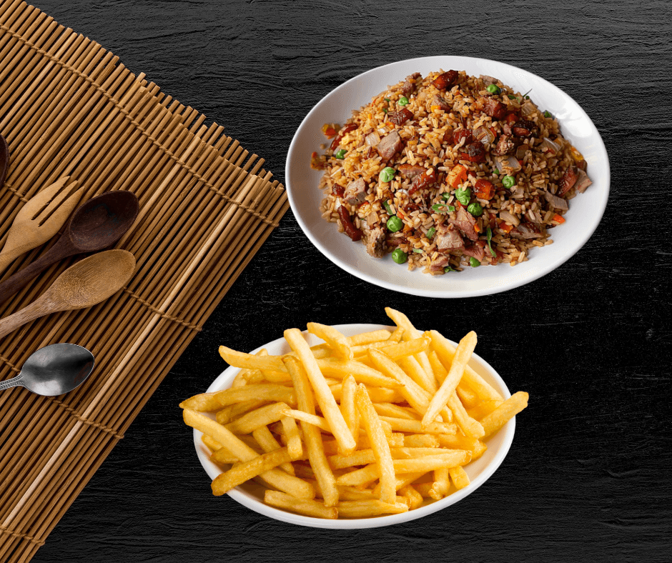 Entero de Arroz Cantoné + Papas fritas grandes