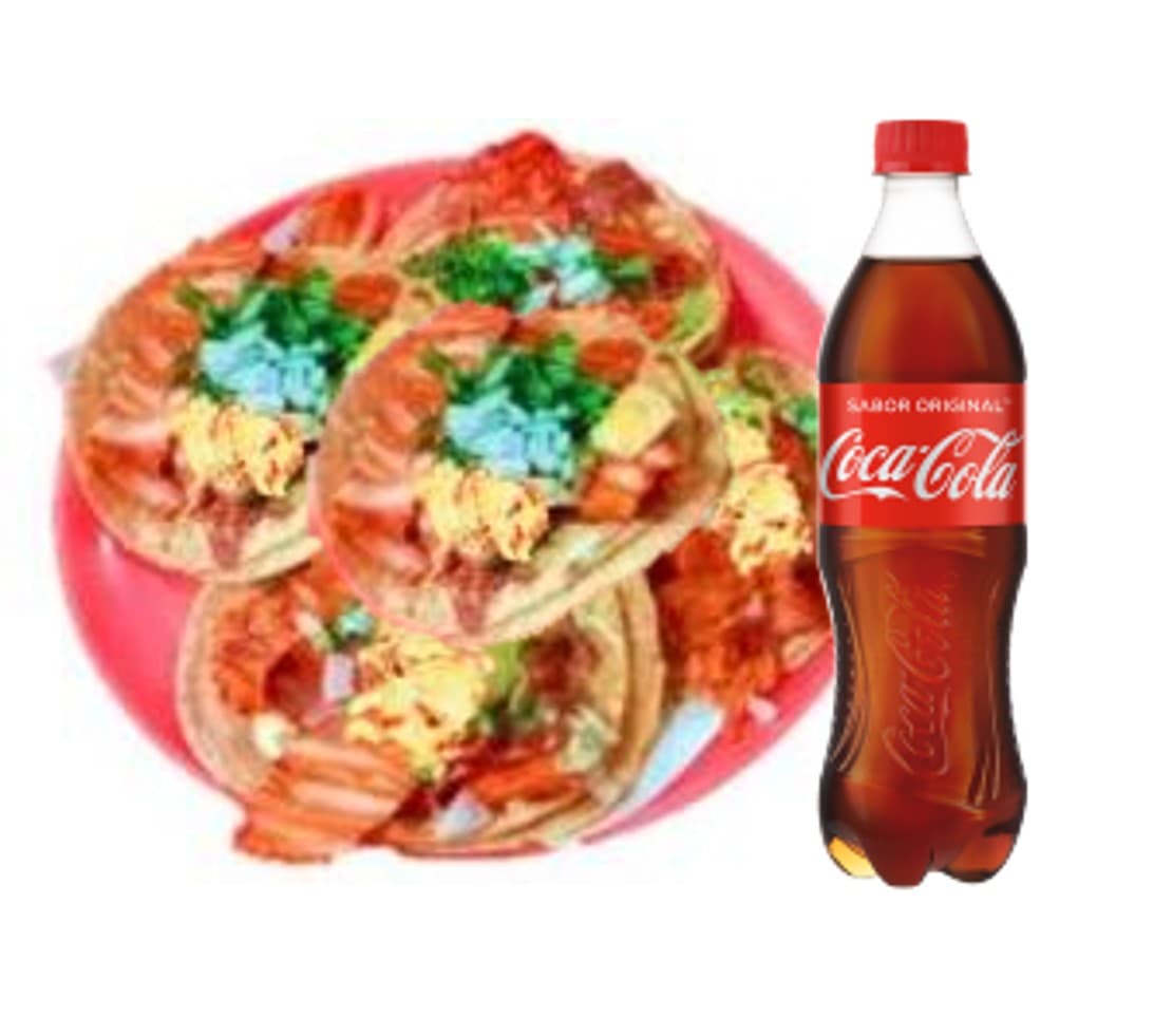 Combo: Orden de Tacos Pastor Queso + Coca-Cola