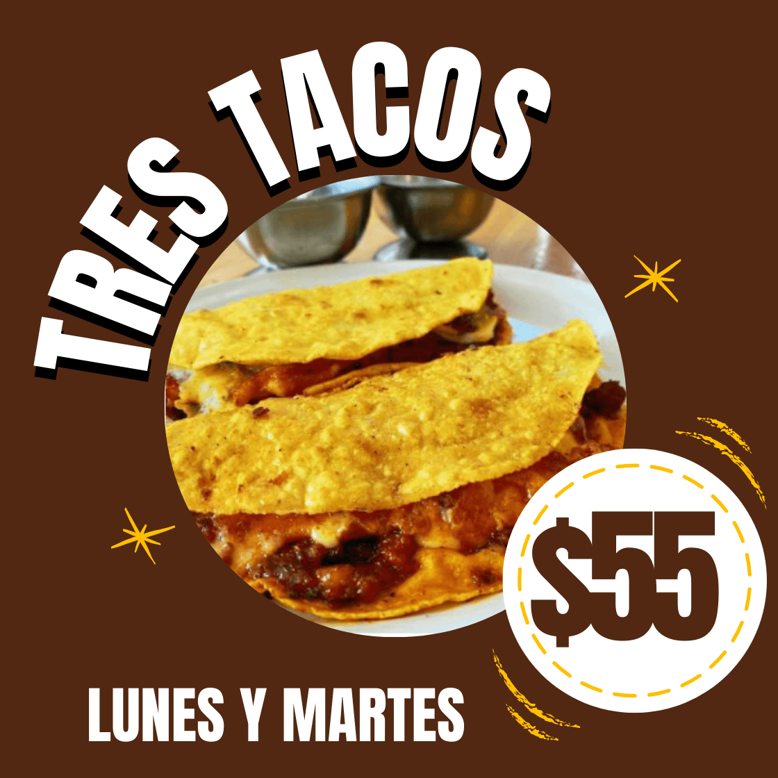 3 Tacos Promo Lunes y Martes
