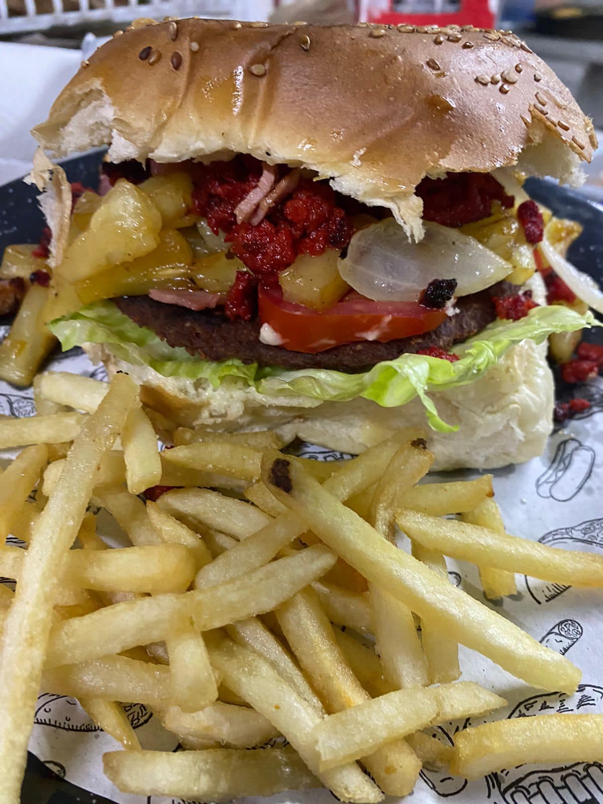 Hamburguesa 1 Ingrediente con Papas