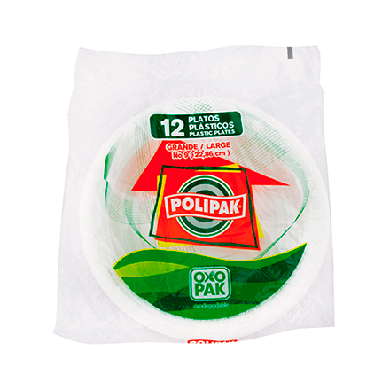 Plato Desechable Extendido Polipak Paquete No.9 12 Uds