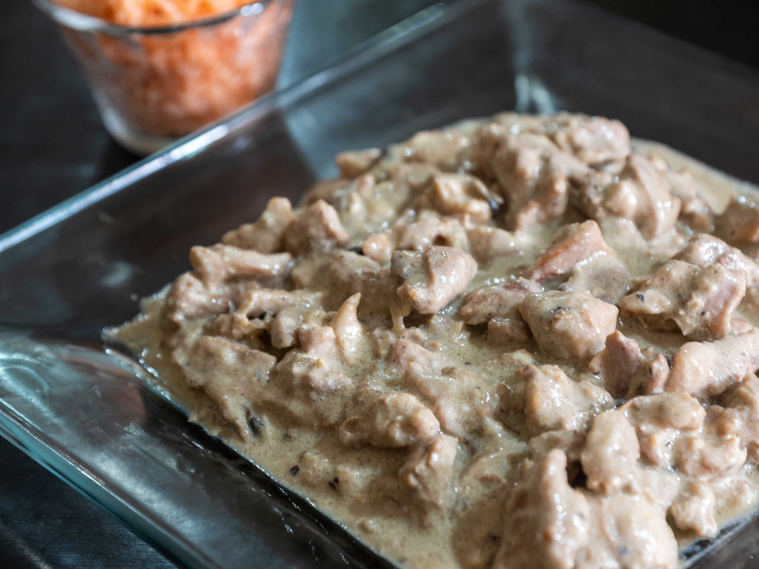 Fajitas en crema de champiñones media)