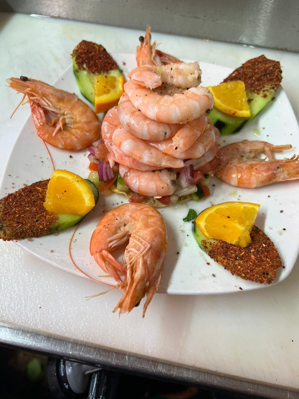 Tostada de Camarón Cocido