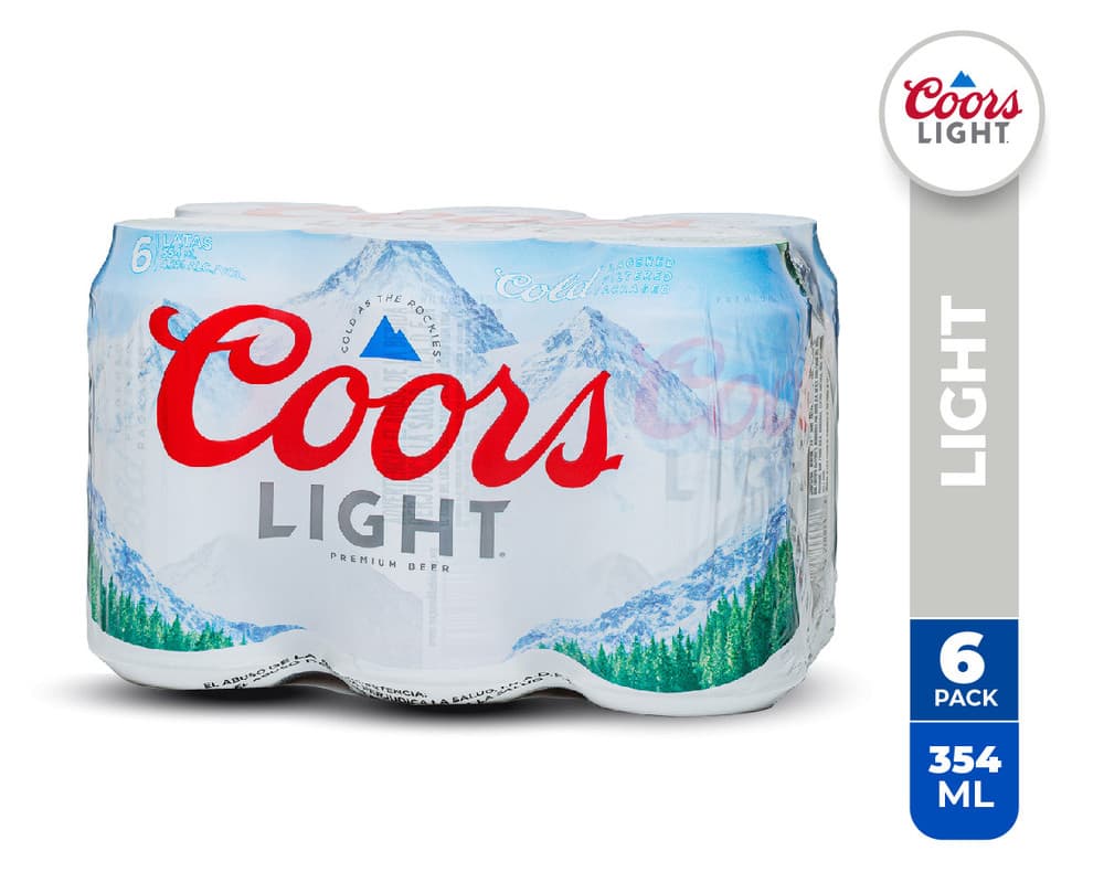 6 Pack Cerveza Coors Light Lata 354 ml