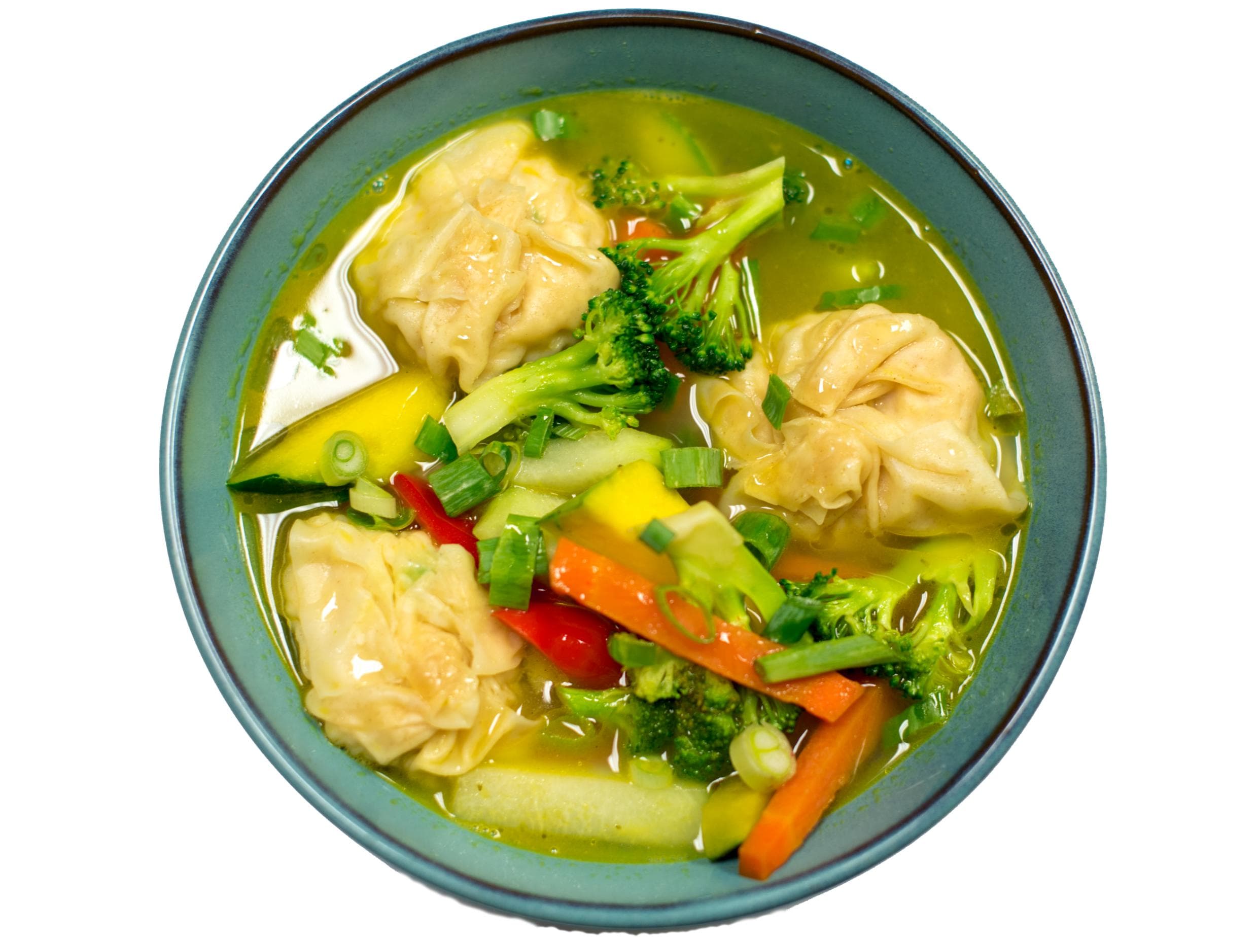 Sopa Wantan de Pollo y Camaron