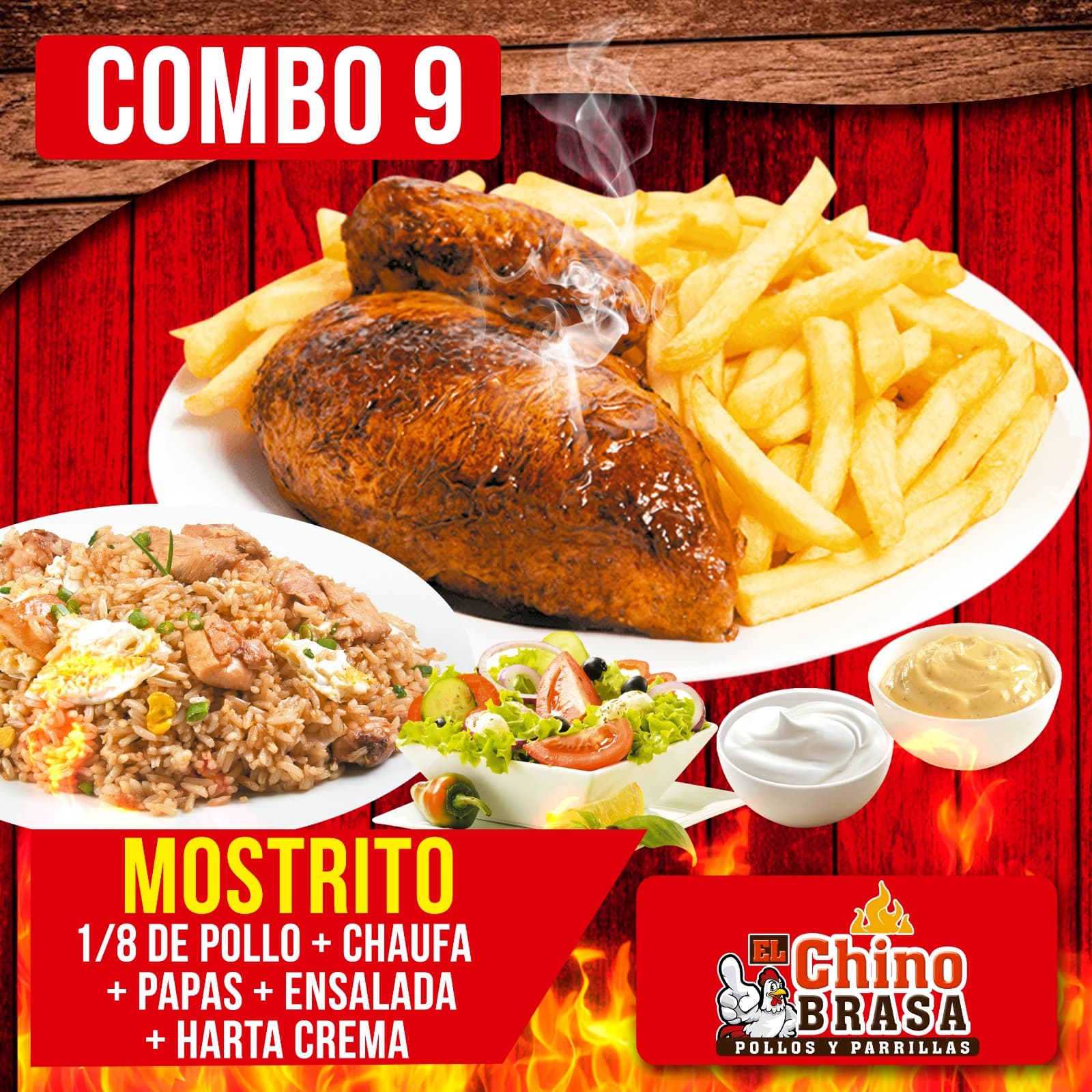 C9: Mostrito (1/8 Pollo más Chaufa)
