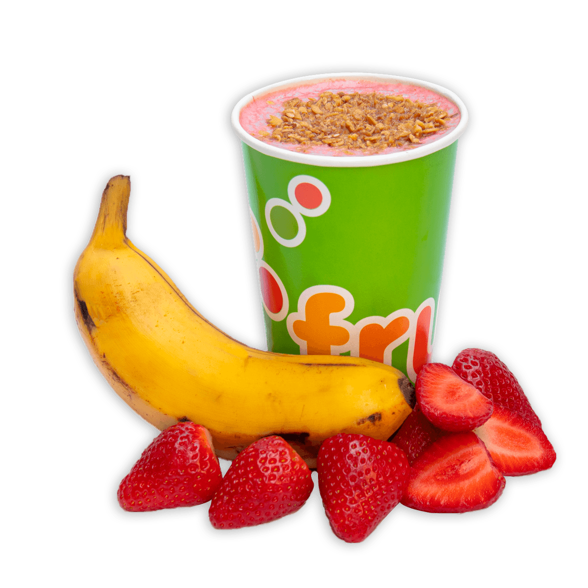 Poderoso de Fresa, Plátano, Leche, Miel y Granola