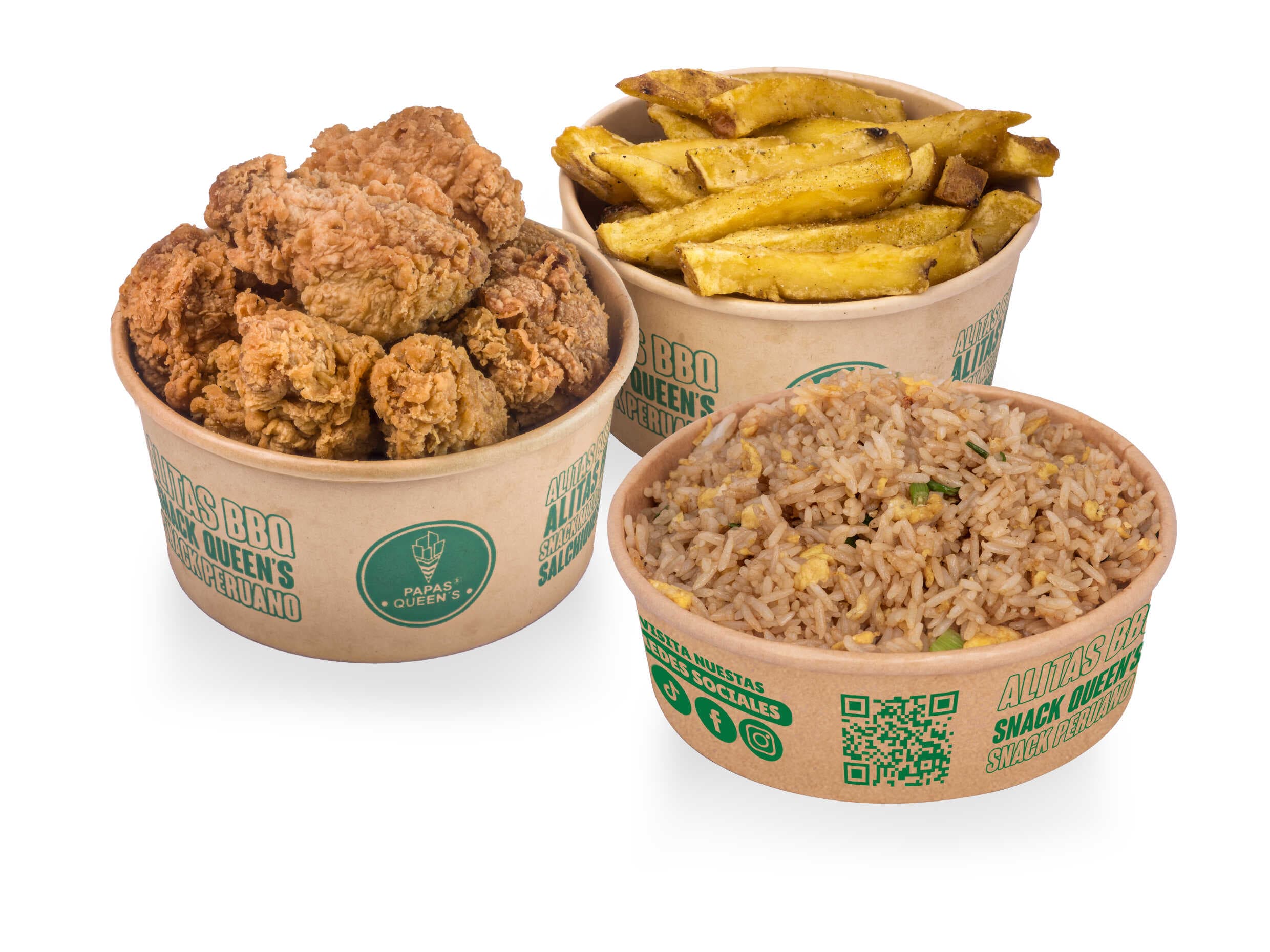 Alitas Broaster más Papas Fritas y Chaufa 18 uds