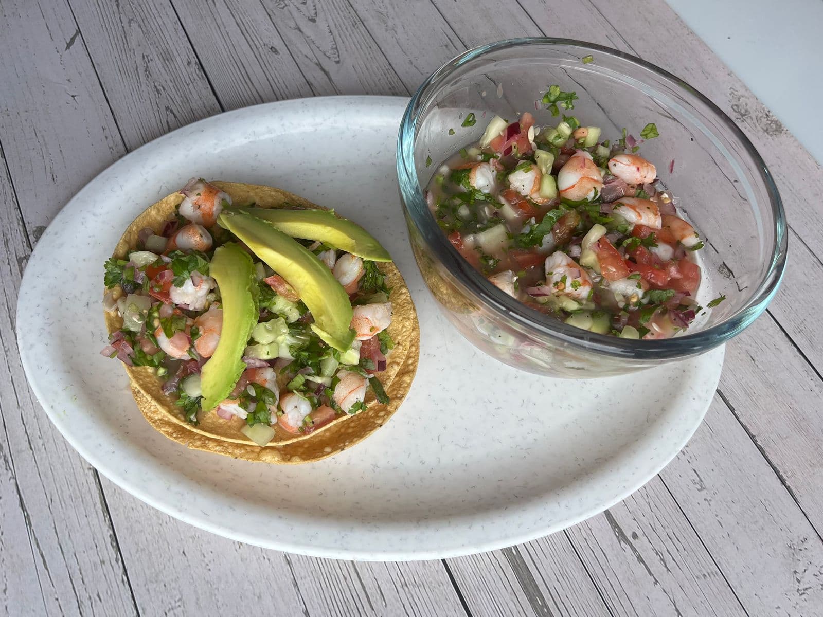 Tostada Ceviche de Camarón Curtido