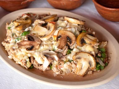 Alambre de Bistec con Champiñones