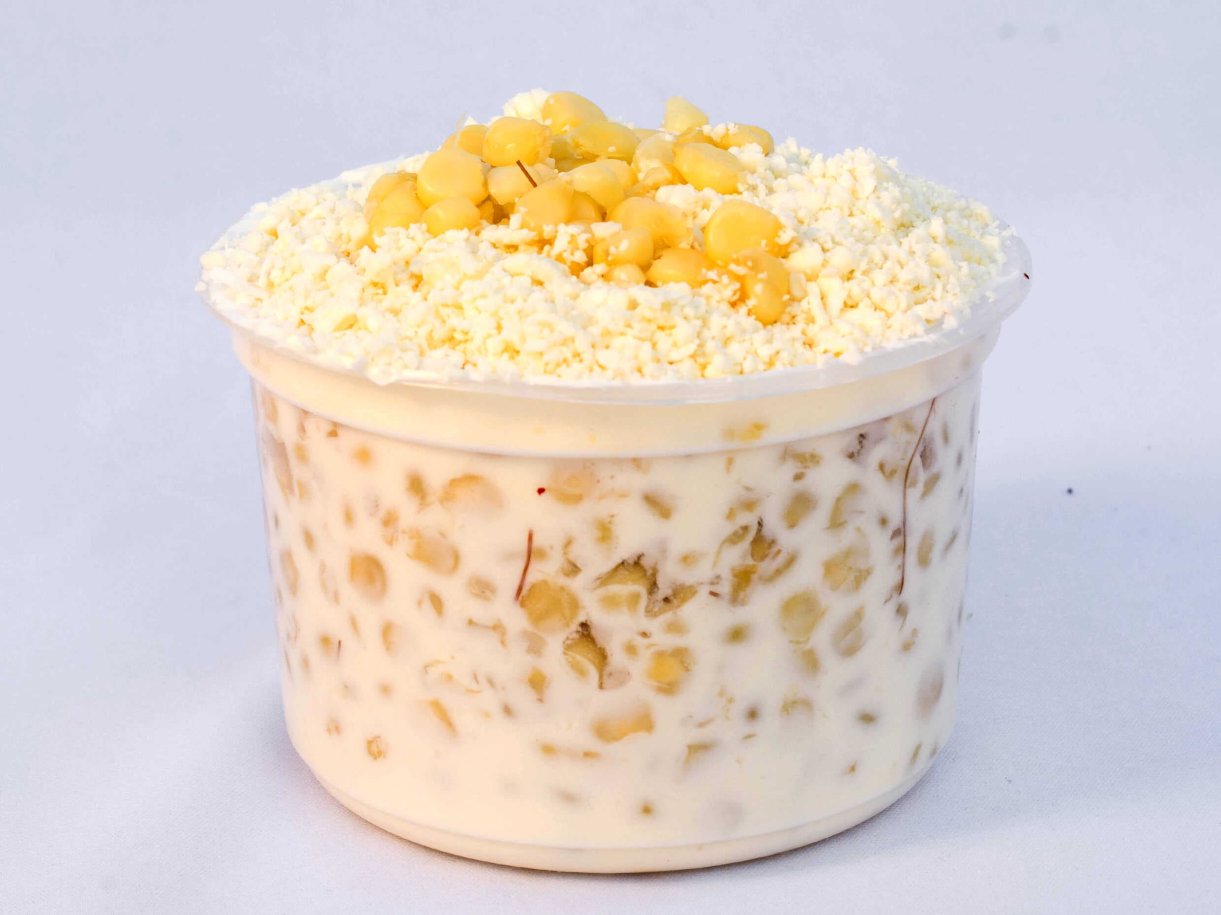 Medio Litro de Elote Crema y Queso.