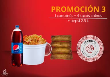 Combo 3) 1 Cantones 4 Tacos Chino 1 Refres 2.5