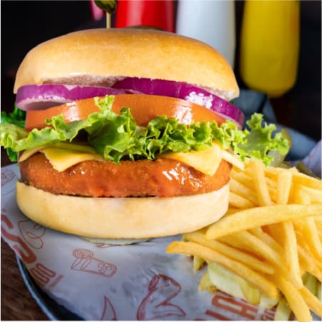 Hamburguesa Pollo Crunchy Con Papas