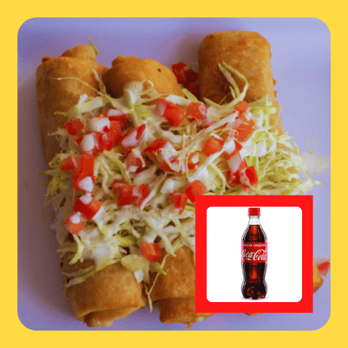 Combo Coca-Cola más 3 Chimichangas Saladas