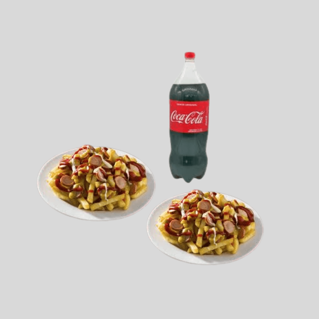 2 Salchipapas + Refresco 2.5l