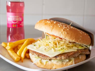 1 hamburguesa sencilla + francesa+gaseosa 250