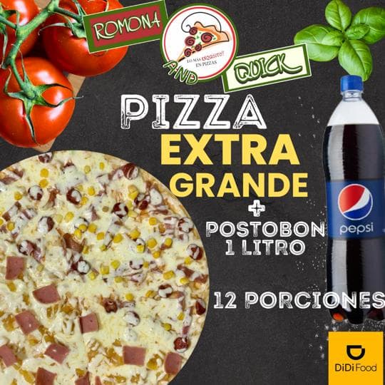 Pizza Extra Grande Clasica + Gaseosa Postobon 1Lt