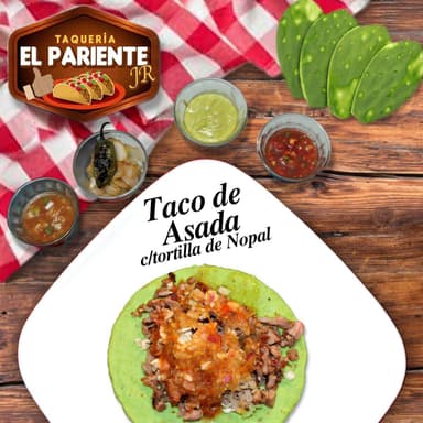 Taco de Asada con Tortilla de Nopal