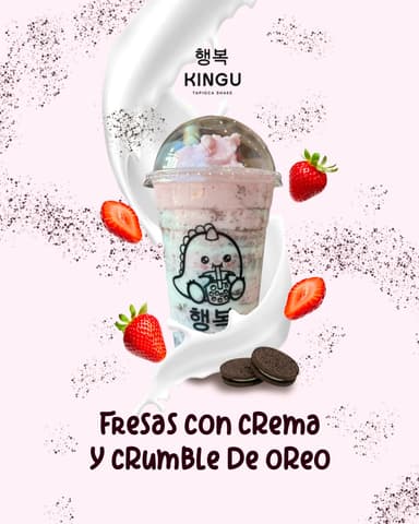 Fresas con Cremas y Crumble de Oreo