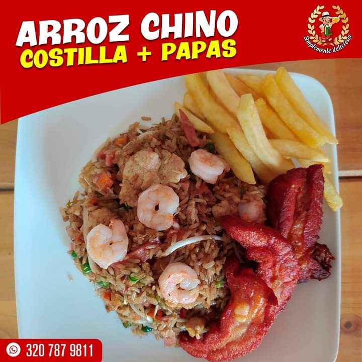 Arroz Chino 4 Personas con Chuleta o Costilla